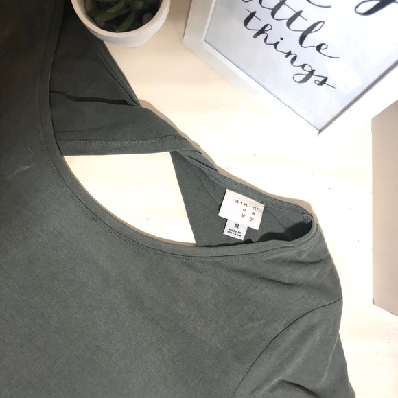 NEW Wrap Tie Back Modal Olive Green Tee - Picture 7 of 7